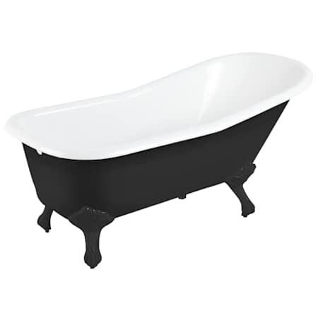 Signature Hardware Goodwin 66" Cast Iron Soaking Clawfoot Tub with Rolled Rim - Less External Drain and Overflow and Faucet Holes Black / Black Feet
