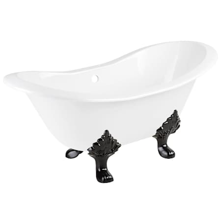 Signature Hardware Arabella 72" Cast Iron Soaking Clawfoot Tub with Pre-Drilled Overflow and Tap Deck - Less External Drain and Overflow and Faucet Holes White / Black Feet
