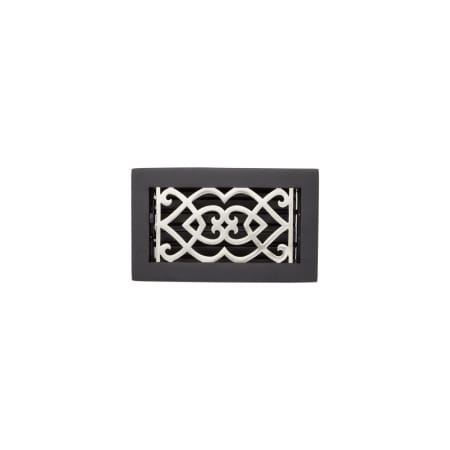 Signature Hardware Victorian Brass Floor Register - 4"x 8" (5-7/8"x9-1/2" Overall) Antique Brushed Nickel/Black