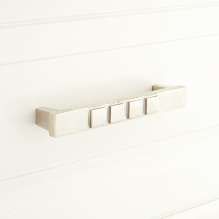 Signature Hardware Monta 6-1/4 Inch Center to Center Bar Cabinet Pull White Bronze