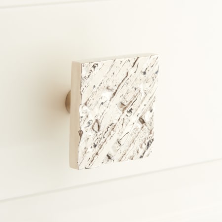 Signature Hardware Brick Square Cabinet Knob Satin Nickel