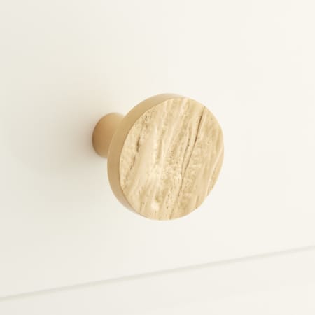 Signature Hardware Tree Bark 1-3/8 Inch Diameter Mushroom Cabinet Knob Satin Brass