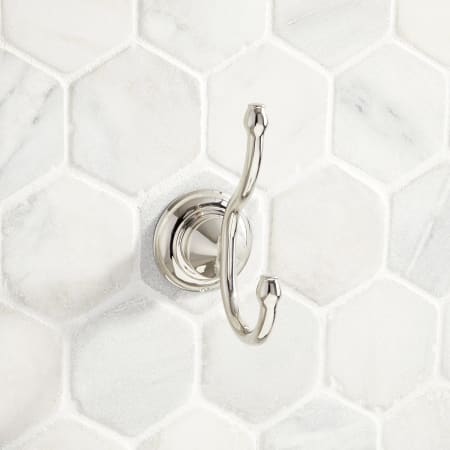 Signature Hardware Beasley Double Robe Hook Polished Nickel