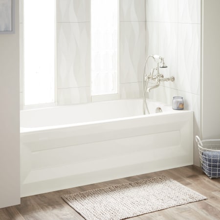 Signature Hardware Bradenton 60" x 32" Three Wall Alcove Acrylic Soaking Tub with Pre-Drilled Overflow Hole - Less Drain Assembly Biscuit