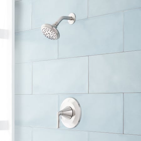 Signature Hardware Provincetown Pressure Balanced Shower Only Package - Accufit Rough-In Valve Included Brushed Nickel