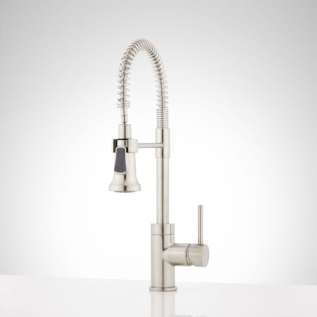 Signature Hardware Presidio 1.8 GPM Single Hole Pre-Rinse Pull Out Kitchen Faucet Brushed Nickel