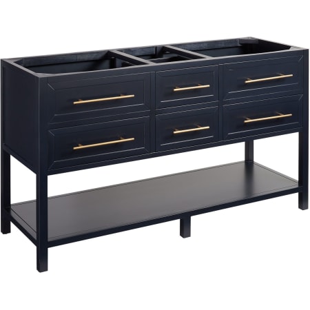 Signature Hardware Robertson 60" Freestanding Mahogany Double Basin Vanity Cabinet - Cabinet Only - Less Vanity Top Midnight Navy Blue