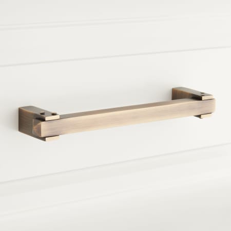 Signature Hardware 6" Hovland Solid Brass Cabinet Pull Antique Brass