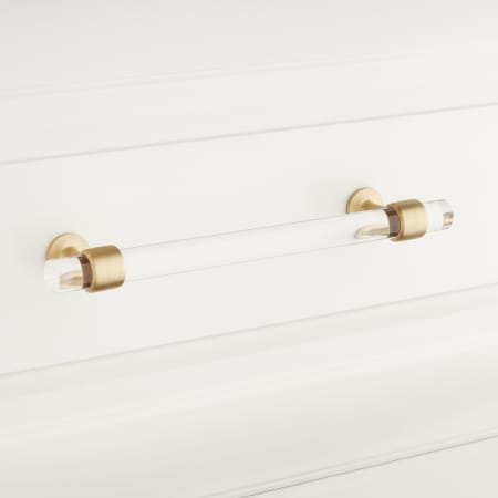 Signature Hardware 3" Beryn Acrylic Cabinet Pull Satin Brass