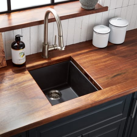 Signature Hardware Holcomb 16" Drop In Single Basin Granite Composite Kitchen Sink Black