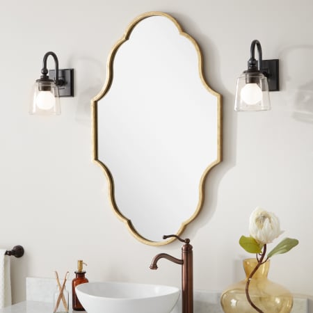 Signature Hardware Lucido 22-3/4" W x 37-1/4" H Specialty Framed Bathroom Wall Mirror Gold Leaf