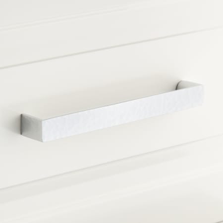 Signature Hardware 6" Grohl Hammered Brass Cabinet Pull Chrome