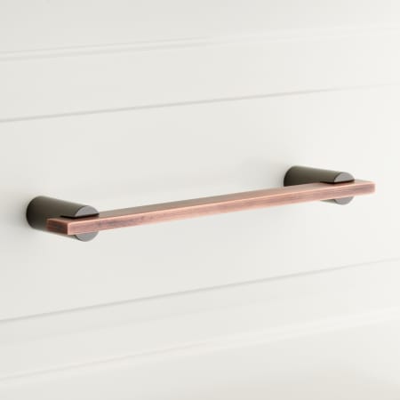 Signature Hardware 4" Masella Solid Brass Cabinet Pull Black Nickel / Antique Copper