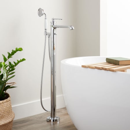 Signature Hardware Cooper Freestanding Tub Filler - Includes 1.8 GPM Hand Shower and Valve Chrome