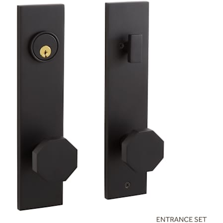 Signature Hardware Ambrus Solid Brass Keyed Entry Door Knob Set with 2-3/4" Backset Matte Black