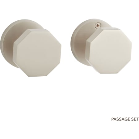 Signature Hardware Ambrus Solid Brass Passage Door Knob Set with 2-3/8" Backset Brushed Nickel