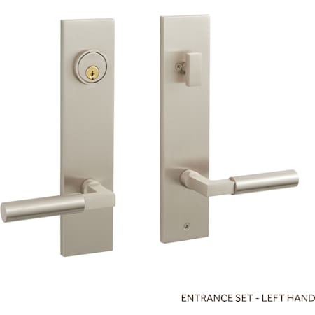 Signature Hardware Tolland Solid Brass Keyed Entry Door Knob Set with 2-3/8" Backset Brushed Nickel