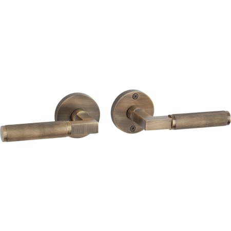 Signature Hardware Satcher Solid Brass Passage Door Knob Set with 2-3/4" Backset Antique Brass