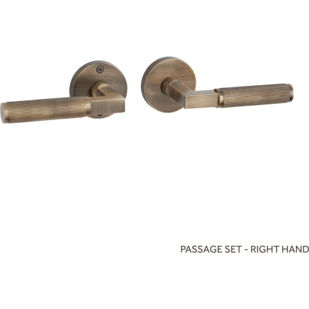 Signature Hardware Satcher Solid Brass Passage Door Knob Set with 2-3/8" Backset Antique Brass