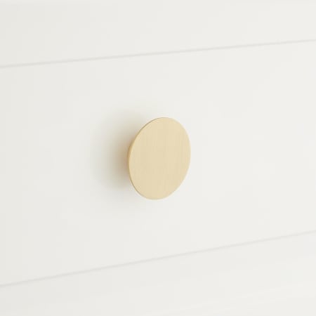 Signature Hardware Grandell 1-3/8 Inch Diameter Round Cabinet Knob Satin Brass