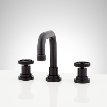 Signature Hardware Hendrix 1.2 GPM Widespread Bathroom Faucet with Pop-Up Drain Assembly Matte Black
