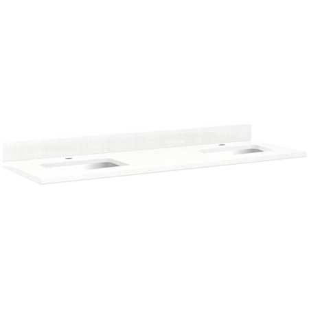 Signature Hardware 61" Vanity Top with Backsplash - 36" Drain Centers Feathered White