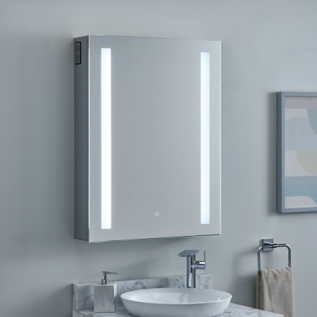 Signature Hardware Seren 24" x 32" Lighted Frameless 1 Door Medicine Cabinet with Tunable LED and Wireless Speaker Aluminum