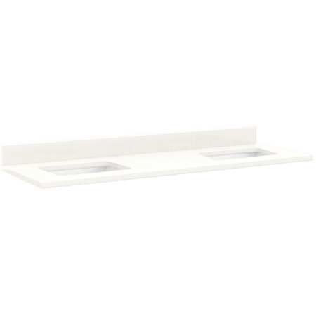 Signature Hardware 61" Quartz Vanity Top with Two Rectangular Undermount Single Basin Sinks and Matching Backsplash - 30-1/2"" Sink Centers and No Faucet Drillings  - Cabinet Sold Separately Arctic White