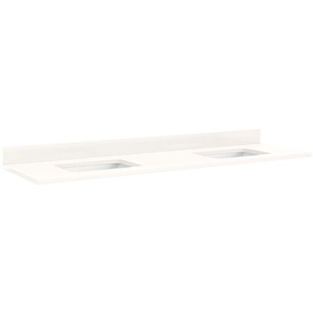 Signature Hardware 73" Quartz Vanity Top with Two Rectangular Undermount Single Basin Sinks and Matching Backsplash - 36" Sink Centers and No Faucet Drillings  - Cabinet Sold Separately Arctic White