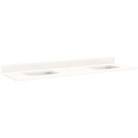 Signature Hardware 73" Quartz Vanity Top with Double Rectangular Undermount Sinks, Backsplash, and 41" Sink Centers - Less Faucet Holes Arctic White