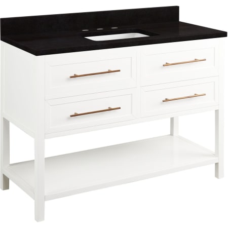 Signature Hardware Robertson 48" Freestanding Mahogany Single Basin Vanity Set with Cabinet, Vanity Top, and Rectangular Undermount Sink - 8" Faucet Holes Bright White / Absolute Black