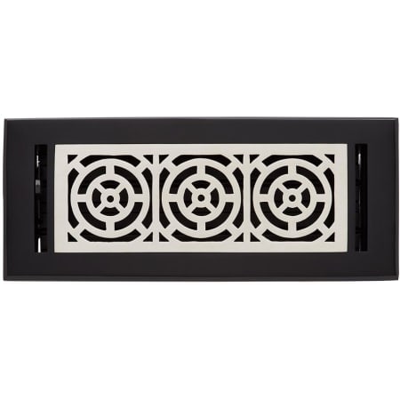 Signature Hardware Burrel Two-Tone Brass Floor Register - 4" x 12" Matte Black / Brushed Nickel