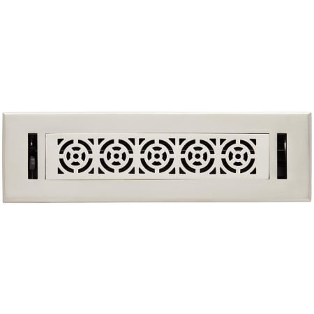Signature Hardware Burrel Two-Tone Brass Floor Register - 2-1/4" x 14" Brushed Nickel / Polished Nickel