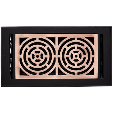 Signature Hardware Burrel Brass Wall Register - 6" x 14" Matte Black / Antique Copper