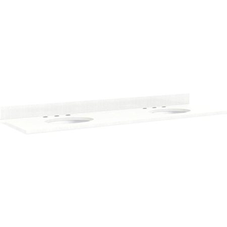 Signature Hardware 73" Quartz Vanity Top with Two Oval Undermount Single Basin Sinks and Matching Backsplash - 36" Sink Centers and 8" Widespread Drillings  - Cabinet Sold Separately Feathered White Quartz