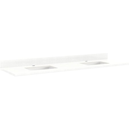 Signature Hardware 73" Quartz Vanity Top with Two Rectangular Undermount Single Basin Sinks and Matching Backsplash - 36" Sink Centers and Single Hole Drillings  - Cabinet Sold Separately Feathered White Quartz