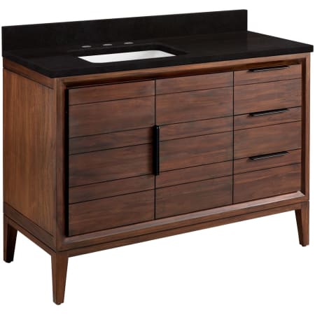 Signature Hardware Aliso 48" Single Vanity Set with Teak Cabinet, Quartz Vanity Top, and Rectangular Sink - 1-1/2" Faucet Holes Java / Absolute Black