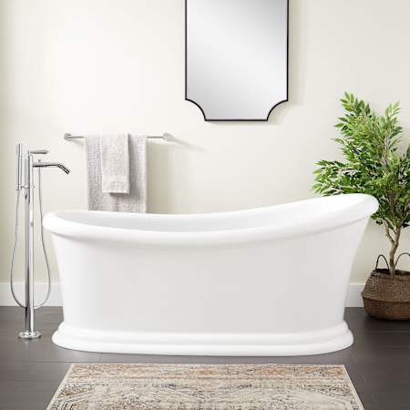 Signature Hardware Alvaro 67" Acrylic Soaking Freestanding Tub with Integrated Drain and Overflow White / Black