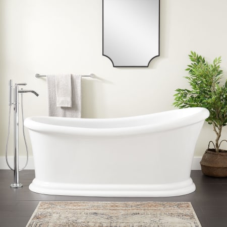 Signature Hardware Alvaro 67" Acrylic Soaking Freestanding Tub with Integrated Drain and Overflow White / White