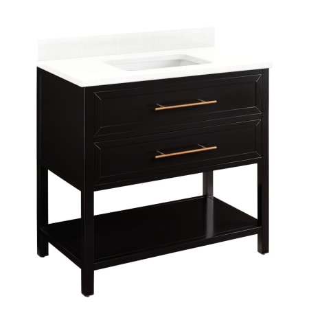Signature Hardware Robertson 36" Freestanding Mahogany Single Basin Vanity Set with Cabinet, Vanity Top, and Rectangular Undermount Sink - No Faucet Holes Black / Arctic White