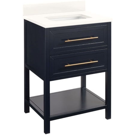Signature Hardware Robertson 24" Freestanding Mahogany Single Basin Vanity Set with Cabinet, Vanity Top, and Rectangular Undermount Sink - No Faucet Holes Midnight Navy Blue / Arctic White