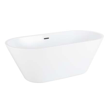 Signature Hardware Danae 66" Acrylic Soaking Tub with Foam Insulation and Integrated Drain and Overflow White / Black