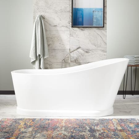 Signature Hardware Northwich 67" Acrylic Freestanding Tub with Foam Insulation, Integrated Drain, and Overflow White / Black