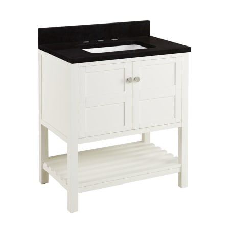 Signature Hardware Olsen 30" Freestanding Single Basin Vanity Set with Cabinet, Vanity Top, and Rectangular Undermount Sink - 8" Faucet Holes Soft White / Absolute Black