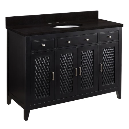 Signature Hardware Thorton 48" Freestanding Mahogany Single Basin Vanity Set with Cabinet, Vanity Top, and Oval Undermount Sink - 8" Widespread Faucet Holes Black / Absolute Black