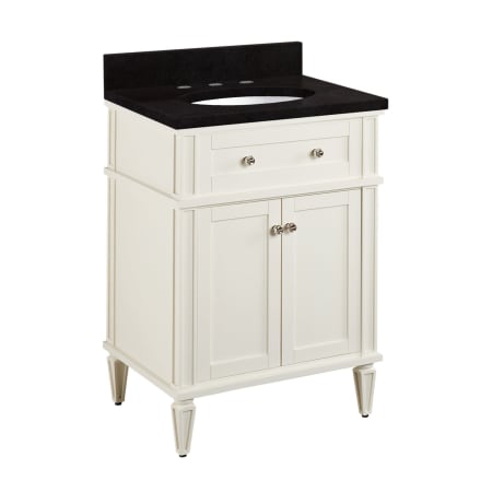 Signature Hardware Elmdale 24" Freestanding Mahogany Single Basin Vanity Set with Cabinet, Vanity Top, and Oval Undermount Sink - 8" Faucet Holes White / Absolute Black