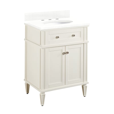 Signature Hardware Elmdale 24" Freestanding Mahogany Single Basin Vanity Set with Cabinet, Vanity Top, and Oval Undermount Sink - 8" Faucet Holes White / Feathered White