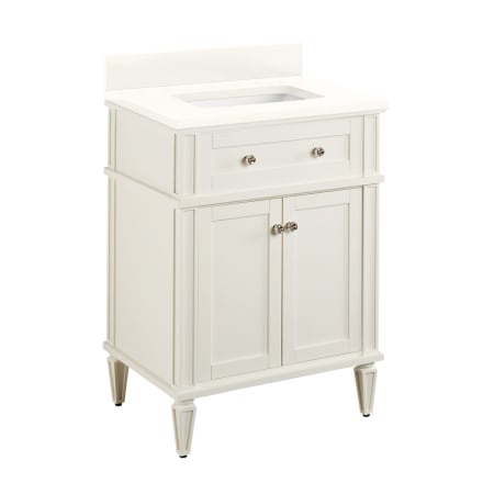 Signature Hardware Elmdale 24" Freestanding Mahogany Single Basin Vanity Set with Cabinet, Vanity Top, and Rectangular Undermount Sink - No Faucet Holes White / Arctic White