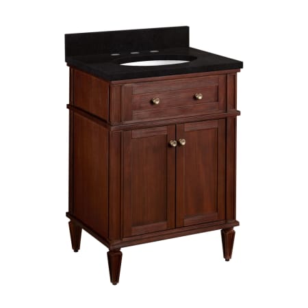 Signature Hardware Elmdale 24" Freestanding Mahogany Single Basin Vanity Set with Cabinet, Vanity Top, and Oval Undermount Sink - 8" Faucet Holes Antique Brown / Absolute Black