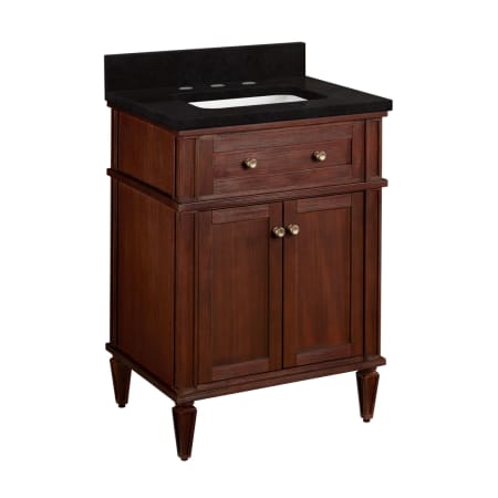 Signature Hardware Elmdale 24" Single Vanity Set with Mahogany Cabinet, Quartz Vanity Top, and Rectangular Sink - 1-1/2" Faucet Holes Antique Brown / Absolute Black